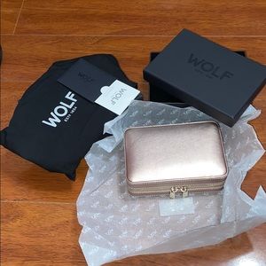 WOLF Palermo Zip Case Rose Gold Jewelry Travel Box